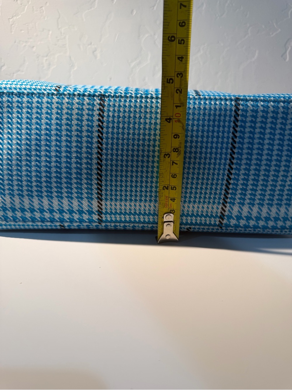 Ralph Lauren Houndstooth Shoulder Bag Vintage Plaid Fabric Purse with Leather - Picture 9 of 12